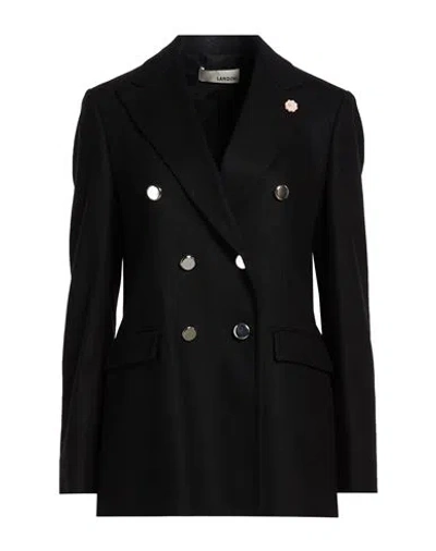 Lardini Woman Blazer Black Size 12 Cashmere