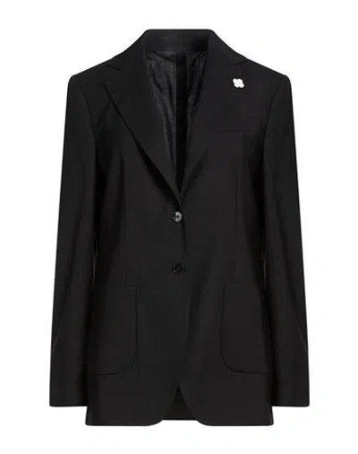 Lardini Woman Blazer Black Size 8 Wool, Elastane In Multi
