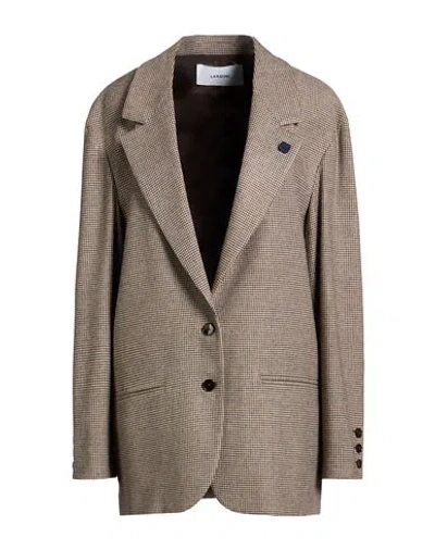 Lardini Woman Blazer Brown Size 4 Viscose, Wool, Polyester, Elastane In Gray