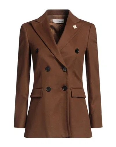 Lardini Woman Blazer Brown Size 6 Wool, Cashmere