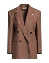 Lardini Woman Blazer Brown Size 8 Linen, Wool In Brown