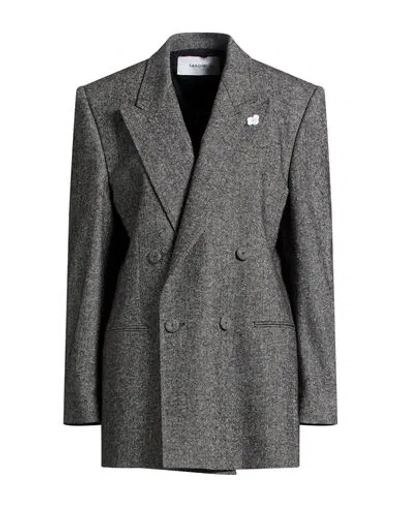 Lardini Woman Blazer Charcoal Size 12 Wool, Polyester, Acrylic, Silk, Elastane In Gray