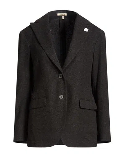 Lardini Woman Blazer Charcoal Size 4 Wool, Polyamide In Gray