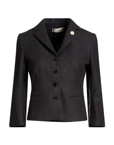 Lardini Woman Blazer Charcoal Size 6 Wool, Polyamide In Gray