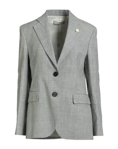 LARDINI LARDINI WOMAN BLAZER CHARCOAL SIZE 8 LINEN, WOOL