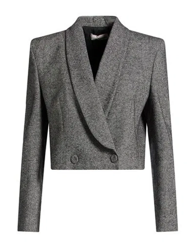 Lardini Woman Blazer Charcoal Size 8 Wool, Polyester, Acrylic, Silk, Elastane In Gray