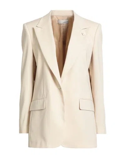 Lardini Woman Blazer Cream Size 10 Cotton, Polyamide, Elastane