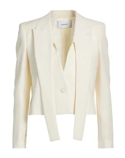 Lardini Woman Blazer Cream Size 10 Wool, Polyester In White