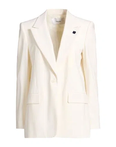 Lardini Woman Blazer Cream Size 8 Wool, Elastane In White