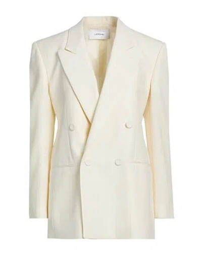 Lardini Woman Blazer Cream Size 8 Wool, Polyester In White