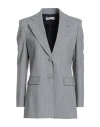 Lardini Woman Blazer Grey Size 10 Polyester, Wool, Elastane In Gray