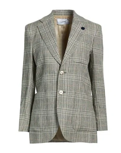 Lardini Woman Blazer Grey Size 12 Linen, Viscose, Cotton, Nylon In Gray
