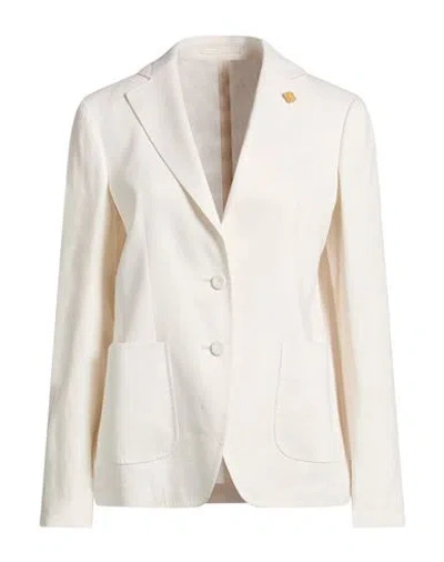 Lardini Woman Blazer Ivory Size 10 Linen, Viscose, Elastane In Neutral