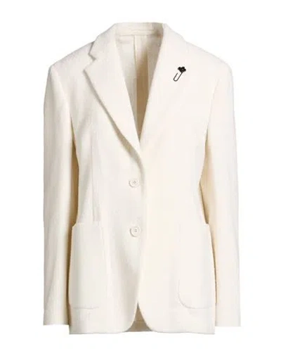 Lardini Woman Blazer Ivory Size 10 Virgin Wool, Silk, Polyamide, Cashmere In White