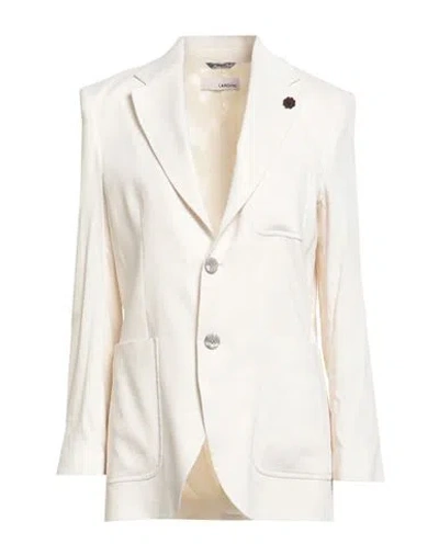 LARDINI LARDINI WOMAN BLAZER IVORY SIZE 12 LINEN, VISCOSE, ELASTANE