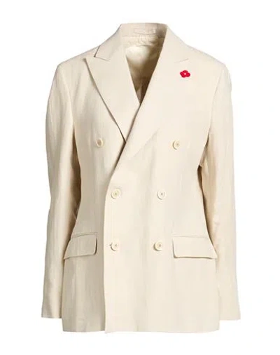 Lardini Woman Blazer Ivory Size 14 Linen In White