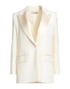 Lardini Woman Blazer Ivory Size 4 Polyester, Wool, Elastane