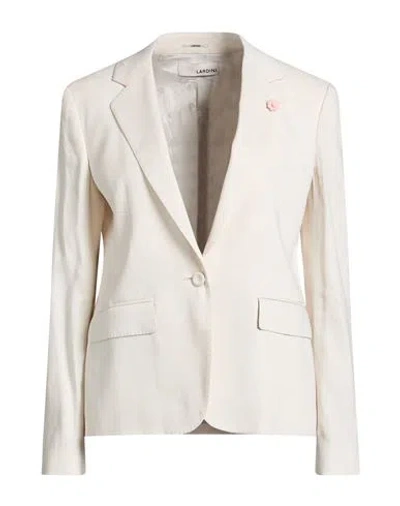 Lardini Woman Blazer Ivory Size 8 Linen, Viscose, Elastane In Neutral