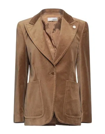 Lardini Woman Blazer Khaki Size 10 Cotton In Brown