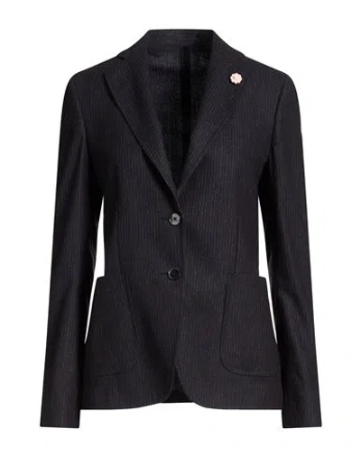 Lardini Woman Blazer Midnight Blue Size 8 Wool, Polyester, Polyamide, Viscose, Elastane