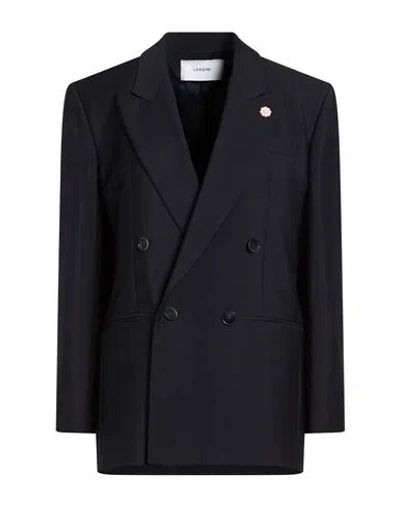 Lardini Woman Blazer Navy Size 6 Wool In Black