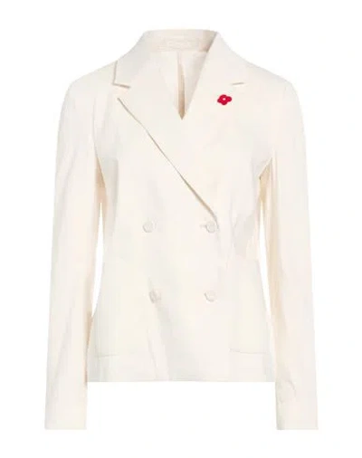 Lardini Woman Blazer Off White Size 10 Linen, Viscose, Elastane