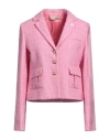 Lardini Woman Blazer Pink Size 8 Cotton, Linen, Viscose, Polyamide In Pink