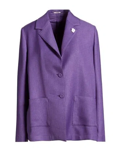 Lardini Woman Blazer Purple Size 8 Polyester