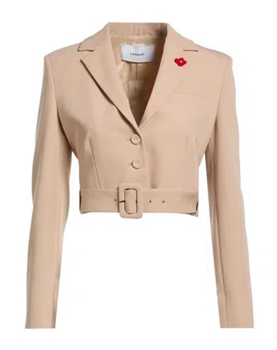 Lardini Woman Blazer Sand Size 10 Polyester, Rayon, Elastane