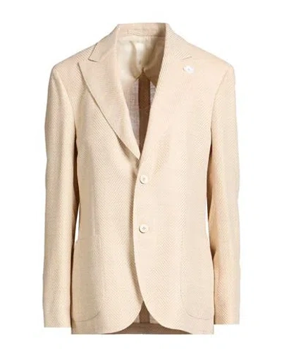 Lardini Woman Blazer Sand Size 16 Wool, Silk, Linen, Cotton