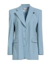 Lardini Woman Blazer Sky Blue Size 6 Wool, Elastane