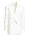 Lardini Woman Blazer White Size 10 Polyester, Rayon, Elastane