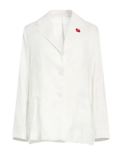 Lardini Woman Blazer White Size 12 Linen, Polyester