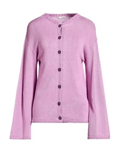 Lardini Woman Cardigan Lilac Size M Cotton In Purple
