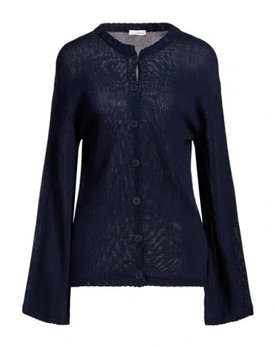Lardini Woman Cardigan Navy Size M Cotton In Blue