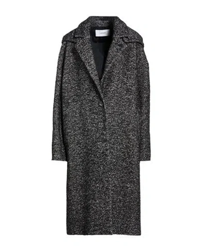 Lardini Woman Coat Black Size 6 Wool, Nylon, Silk, Mohair Wool, Alpaca Wool