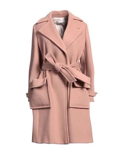 Lardini Woman Coat Blush Size 8 Virgin Wool, Polyamide In Pink