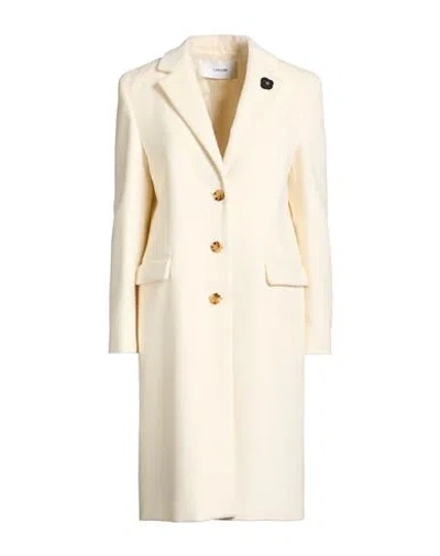 Lardini Woman Coat Ivory Size 6 Virgin Wool, Alpaca Wool In Multi