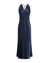Lardini Woman Maxi Dress Midnight Blue Size 6 Silk, Elastane