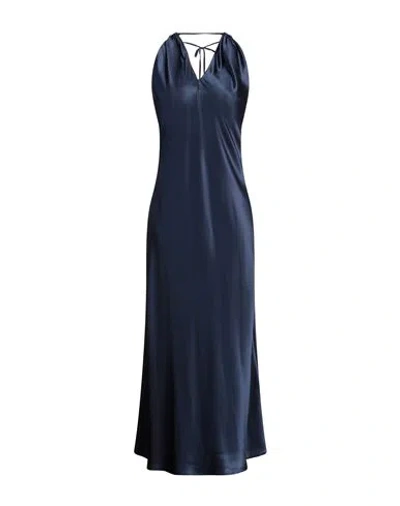 Lardini Woman Maxi Dress Midnight Blue Size 6 Silk, Elastane In Blue