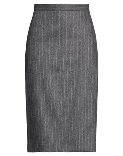 Lardini Woman Midi Skirt Grey Size 8 Wool, Cashmere, Elastane In Gray