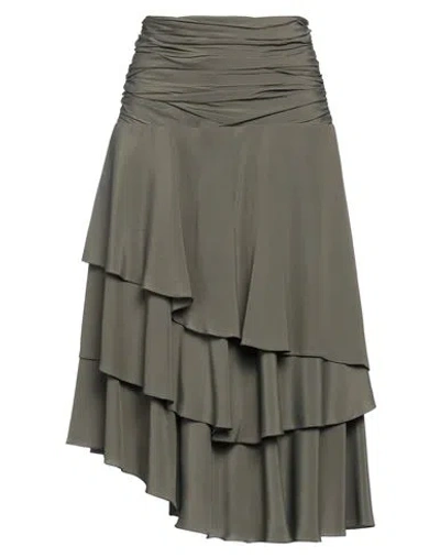 Lardini Woman Midi Skirt Military Green Size 4 Acetate, Silk