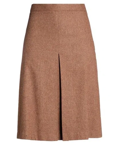 Lardini Woman Midi Skirt Tan Size 10 Virgin Wool, Alpaca Wool, Nylon, Rubber In Brown