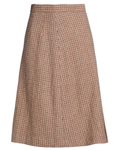 Lardini Woman Midi Skirt Tan Size 10 Virgin Wool, Viscose In Brown