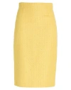 Lardini Woman Midi Skirt Yellow Size 6 Cotton, Linen, Viscose, Polyamide In Yellow