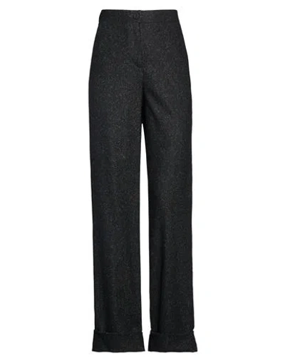 Lardini Woman Pants Black Size 12 Wool, Polyester, Acrylic, Silk, Elastane