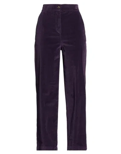 Lardini Woman Pants Dark Purple Size 4 Cotton, Elastane