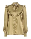 Lardini Woman Shirt Mustard Size 10 Silk, Elastane In Gold