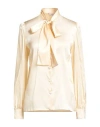 Lardini Woman Shirt Pastel Yellow Size 10 Silk, Elastane