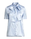 Lardini Woman Shirt Sky Blue Size 8 Silk, Elastane In Blue